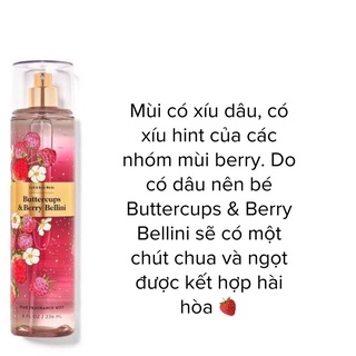 Body mist buttercups & berry bellini - xịt thơm toàn thân bath and body works