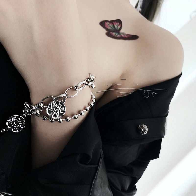 Vòng Tay Kim Loại Nhiều Lớp Mặt Hình Cây Sự Sống