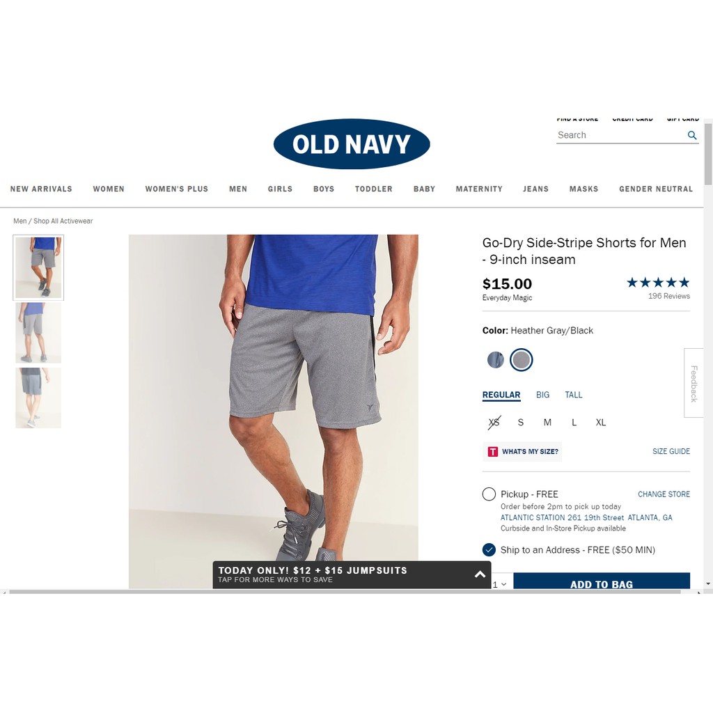 Short thun thể thao OLD NAVY