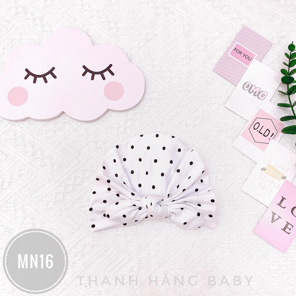 Mũ Turban Chấm Bi Siêu Cute Cho Bé Gái Thanh Hằng Baby Từ 0 - 1 Tuổi