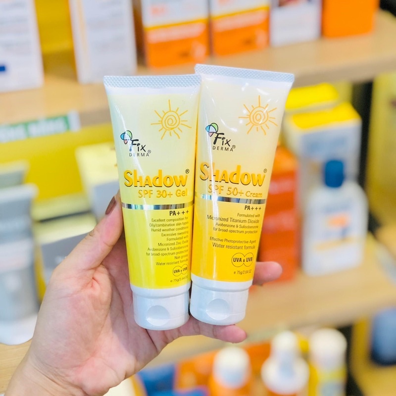 Kem Chống Nắng Fixderma Shadow SPF 30+ Gel và SPF 50+ Cream PA+++ (75g)