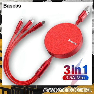 Cáp sạc dây rút Baseus Fabric 3-in-1 Flexible Cable tích hợp 3 đầu Type C / Micro USB/ Lightning 3.5A 1.2M