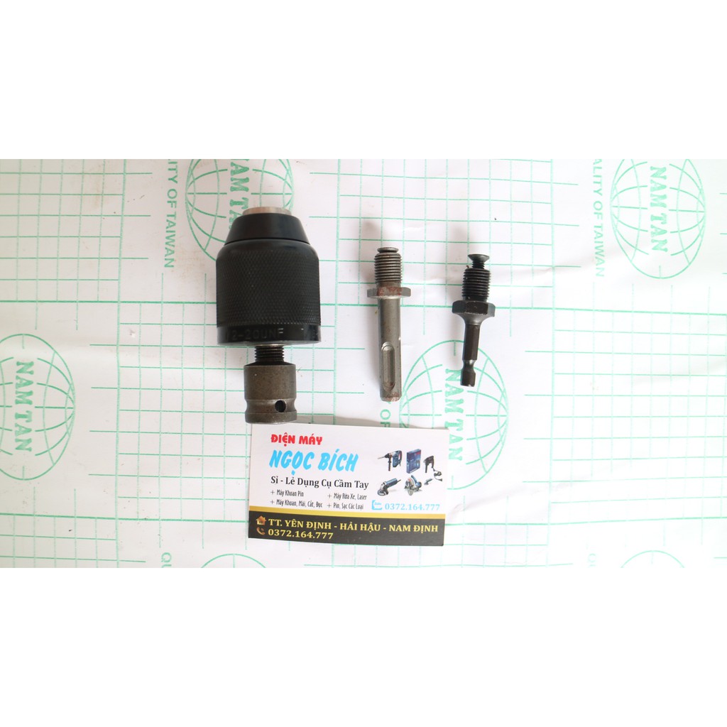 Đầu kẹp mũi khoan, bắt vít bằng thép auto lock 13mm bằng kim loại khóa tự động có thể điều chỉnh bằng tay(kèm ốc nối)