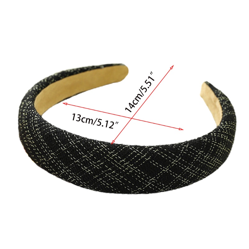 Băng Đô Vải Tweed Dệt Kim Bản Rộng Họa Tiết Kẻ Sọc Cổ Điển Thanh Lịch Cho Nữ