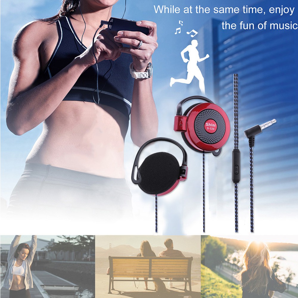 For Shini s-520 3.5mm Stereo Mp4 Game Sports Mobile Phone Ear Hook Headsets Wire Sports Earphones
