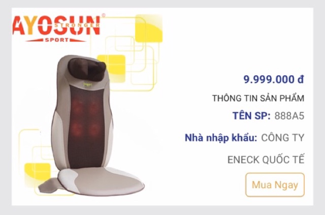 [𝐂𝐇𝐈́𝐍𝐇 𝐇𝐀̃𝐍𝐆-𝐁𝐇 𝟓 𝐍𝐀̆𝐌] Đệm Massage Ghế Massage có bi hồng ngoại matxa AYOSUN Bảo Hành 5 Năm Chính Hãng