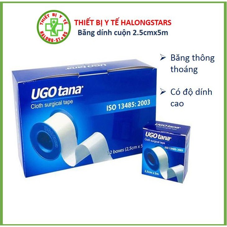 Băng dính cuộn vải lụa y tế UGOTANA 2,5 cm x 5m (HALONGSTARS)