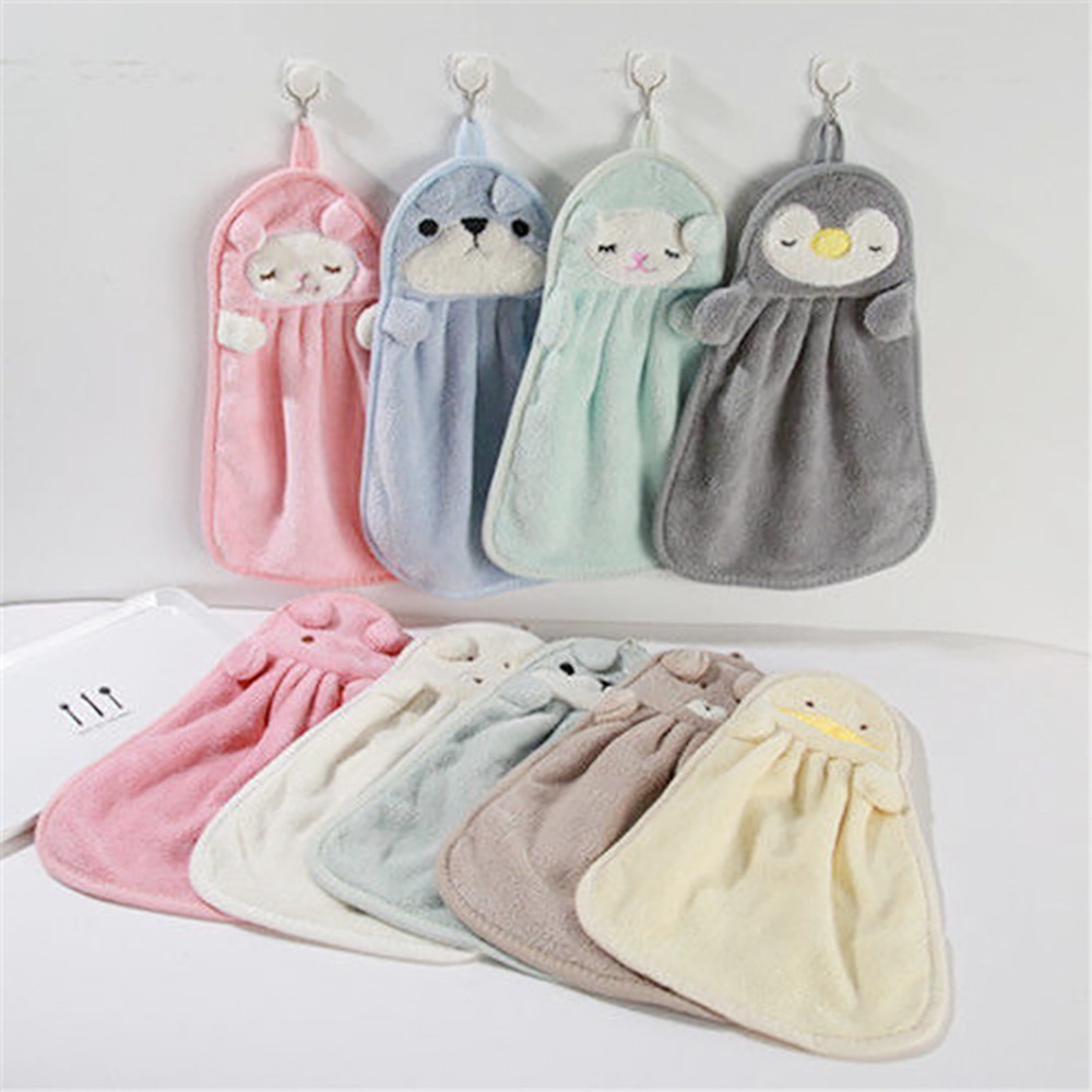 Khăn lau tay treo tường bằng vải sợi nhỏ dày dặn thấm hút tốt hình động vật dễ thương cho nhà bếp/phòng tắm TAYLOR1