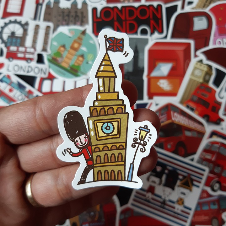 Bộ Sticker dán cao cấp chủ đề LONDON - Dùng dán Xe, dán mũ bảo hiểm, dán Laptop...