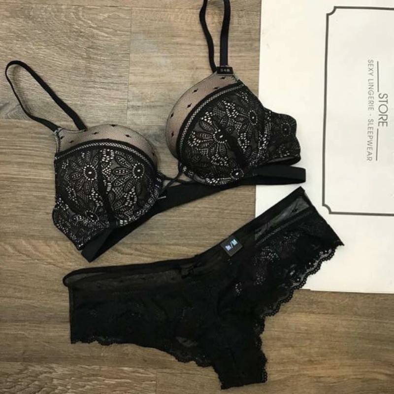 Bộ đồ lót B010 Vicky ren mút kép siêu đẩy có gọng | BigBuy360 - bigbuy360.vn