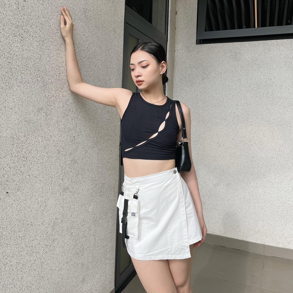 Chân Váy Ngắn Chữ A Túi Hộp Kaki UTILITY WRAP SKIRT - RORA