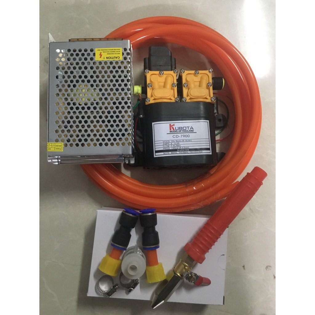 MÁY RỬA XE BƠM ĐÔI CỰC MẠNH KUBOTA KÈM NGUỒN TỔ ONG 12V-10A 10M dây chịu lực Vệ Sinh Máy lạnh Cực tiện Lợi