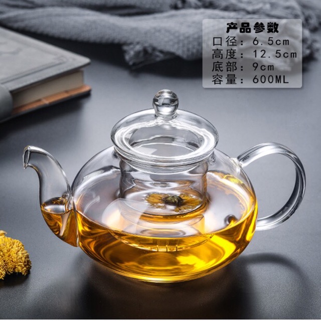 Ấm thuỷ tinh chịu nhiệt 600ml