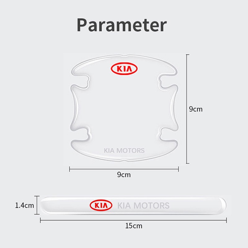 (Kia) Bộ 10 Miếng Dán Silicon Chống Xước Hõm Cửa, Tay Nắm Cửa và Gương Kia