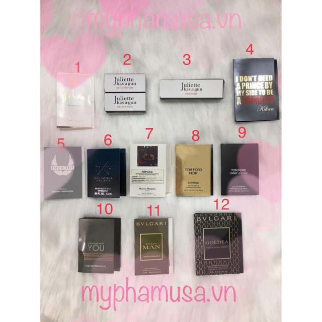 Vial – MẪU THỬ NƯỚC HOA MEN Các Hãng Dior - Armani - Bvlgari - TOM FORD - ....