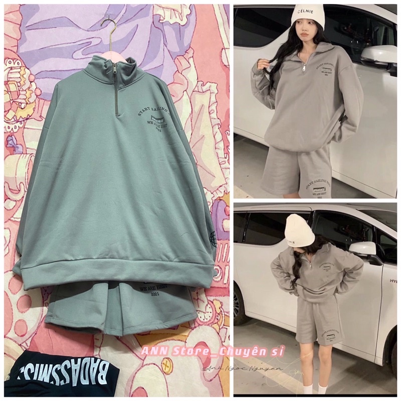 Set bộ ghi zip in chữ cá tính nỉ ngoại bao ấm (annstore_ảnh thật)