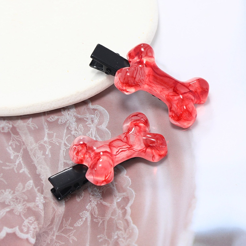 Kẹp Tóc Nhựa Hình Khúc Xương Máu Phong Cách Halloween Cho Bé Gái Y2K