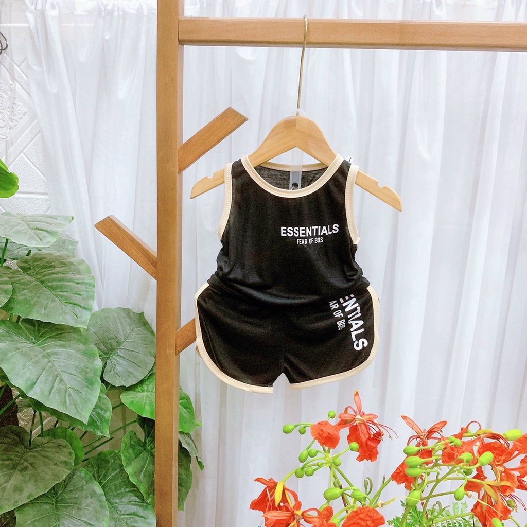 Bộ Ba Lỗ Phối Viền, Bộ Sát Nách Mặc Nhà Cotton Co Dãn 2 Chiều Cho Bé Trai Thấm Hút Mồ Hôi 8-18kg B1015