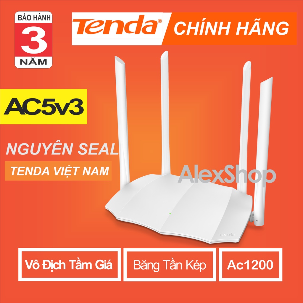 
                        Tenda AC5v3 Thiết Bị Phát Wifi AC1200M Băng Tần Kép 2.4G và 5G
                    