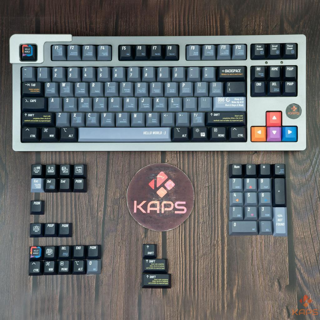 Keycap Programmer Dark Theme nhựa PBT profile Cherry in dyesub 129 nút cho bàn phím cơ layout 108/104/98/87/75/68/64/61