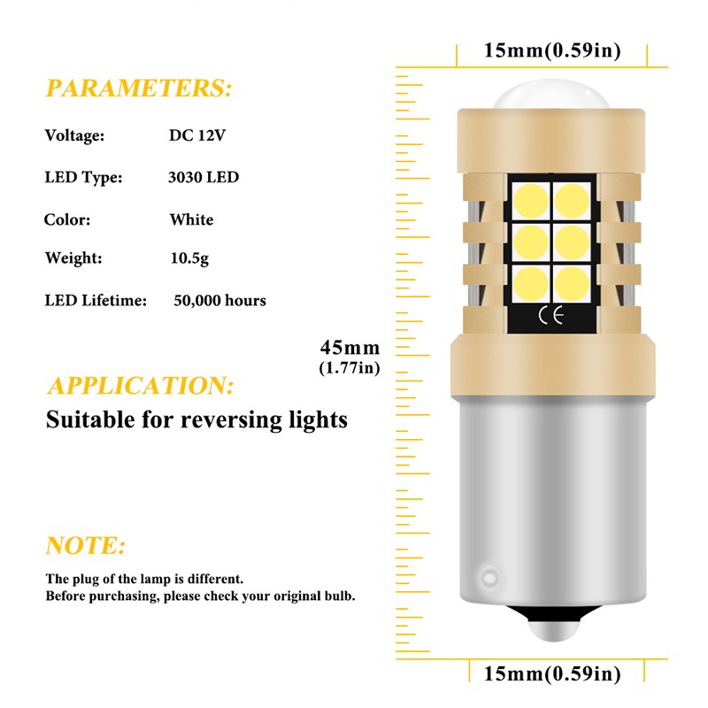 Bộ 2 Bóng Đèn Led Lùi Xe Lymoyo T15 T20 1156 W16W P21W W21W 3m T16 Cho Xe Hơi 921 912