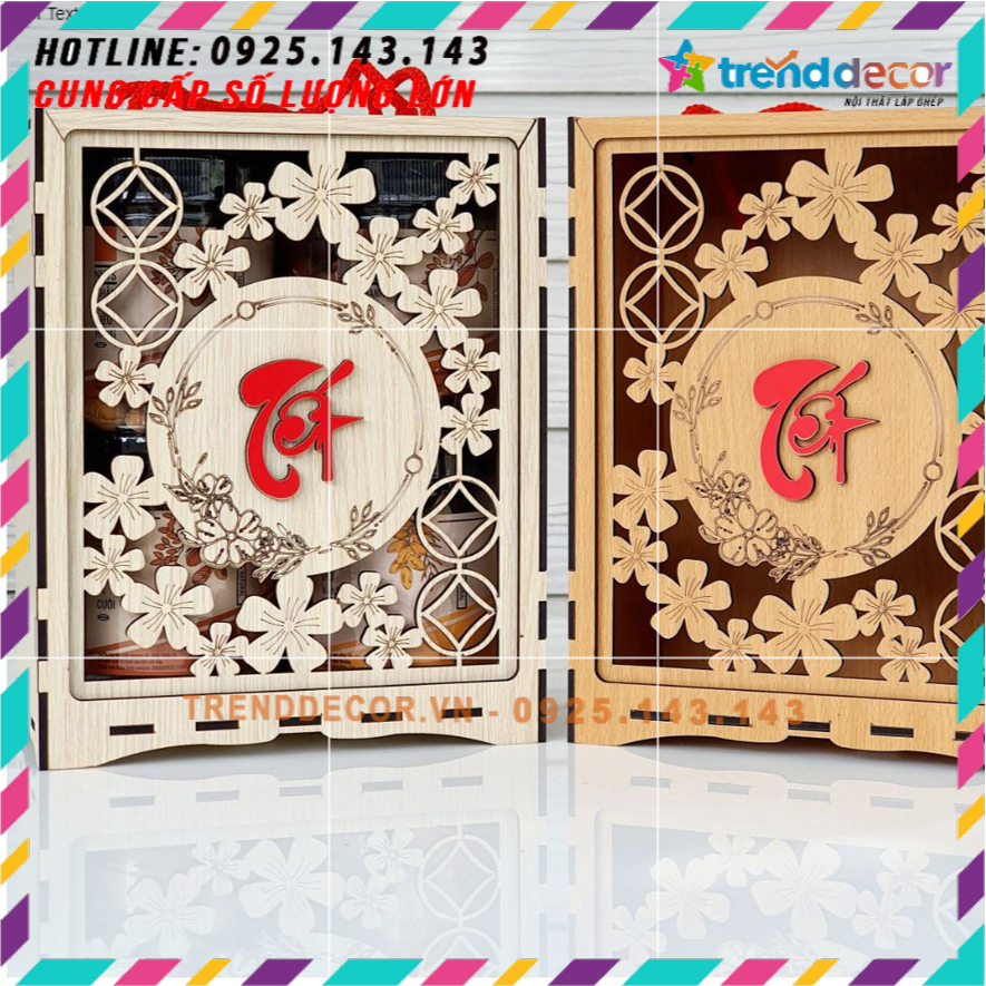 Hộp quà gỗ hộp quà tặng dịp lễ tết đẹp sang trọng thiết kế theo yêu cầu quà tặng ý nghĩa Trenddecor mẫu 02