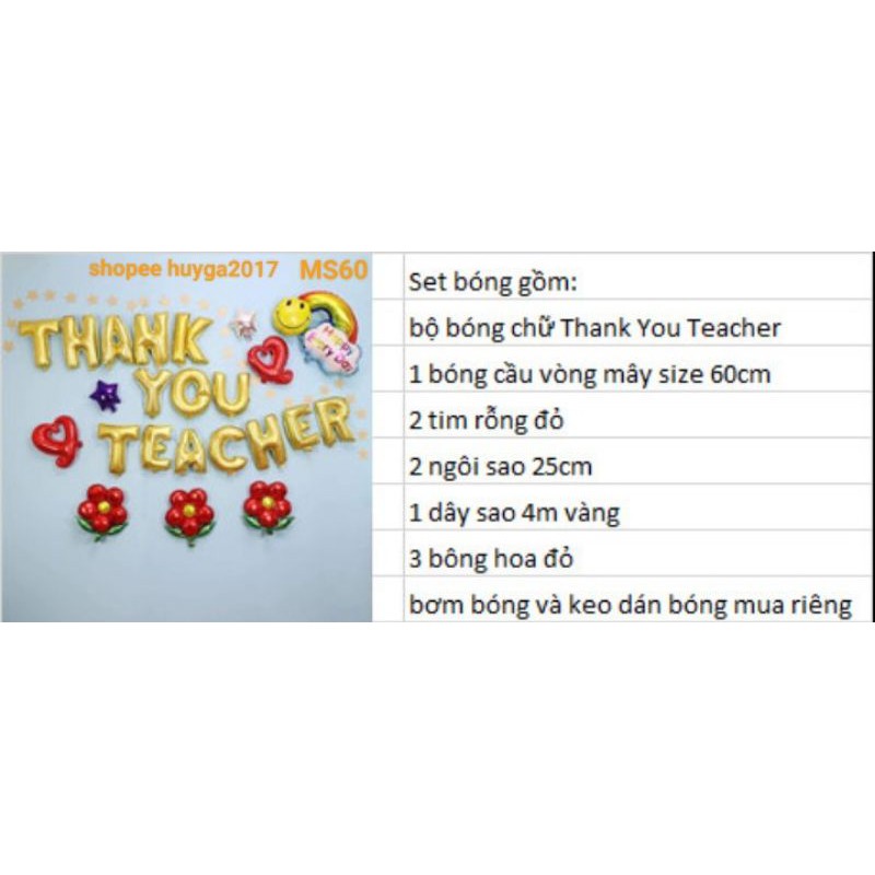 ( TẶNG KÈM BƠM KEO ) SET BÓNG NGÀY NHÀ GIÁO VIỆT NAM 20/11 TEACHER DAY