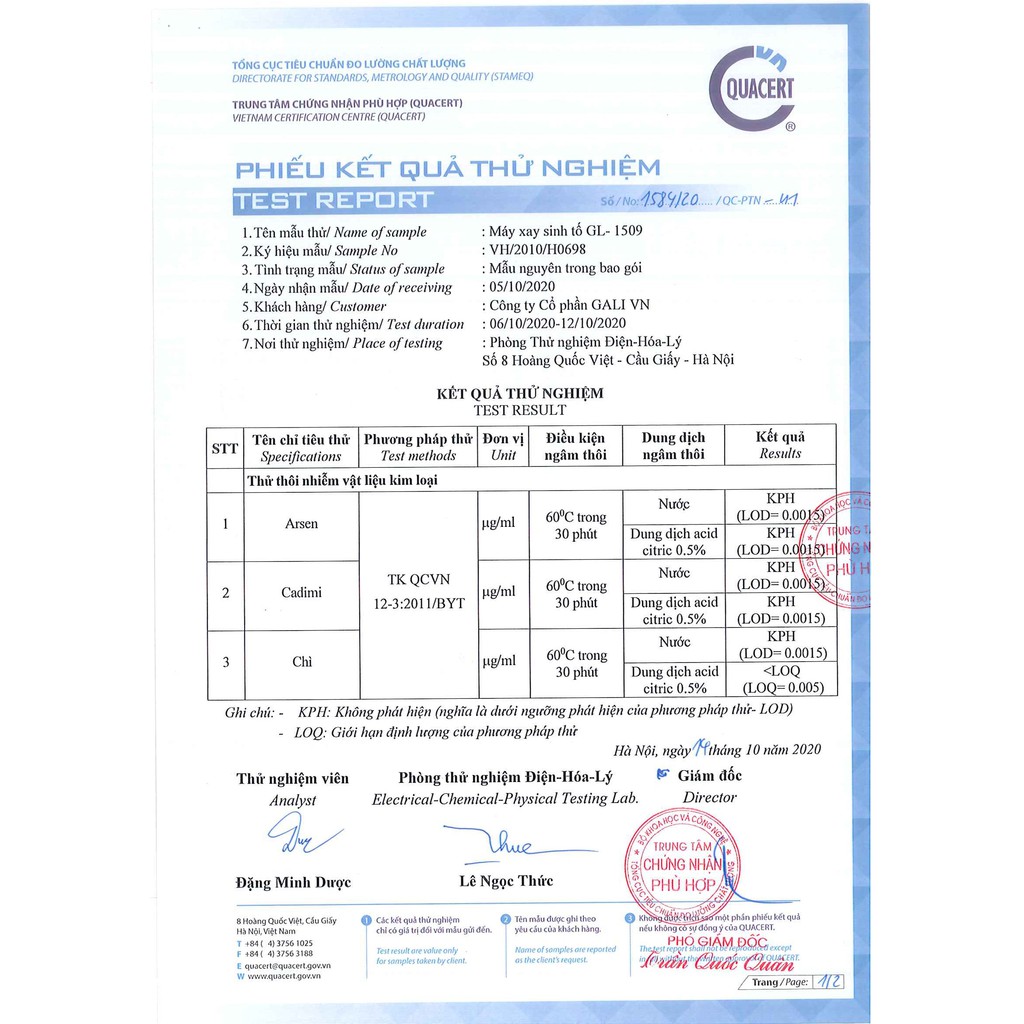 Máy xay sinh tố công nghiệp GL-1509 1800W 2L nhập khẩu bảo hành chính hãng tiêu chuẩn an toàn thực phẩm QCVN 12-3:2011/B