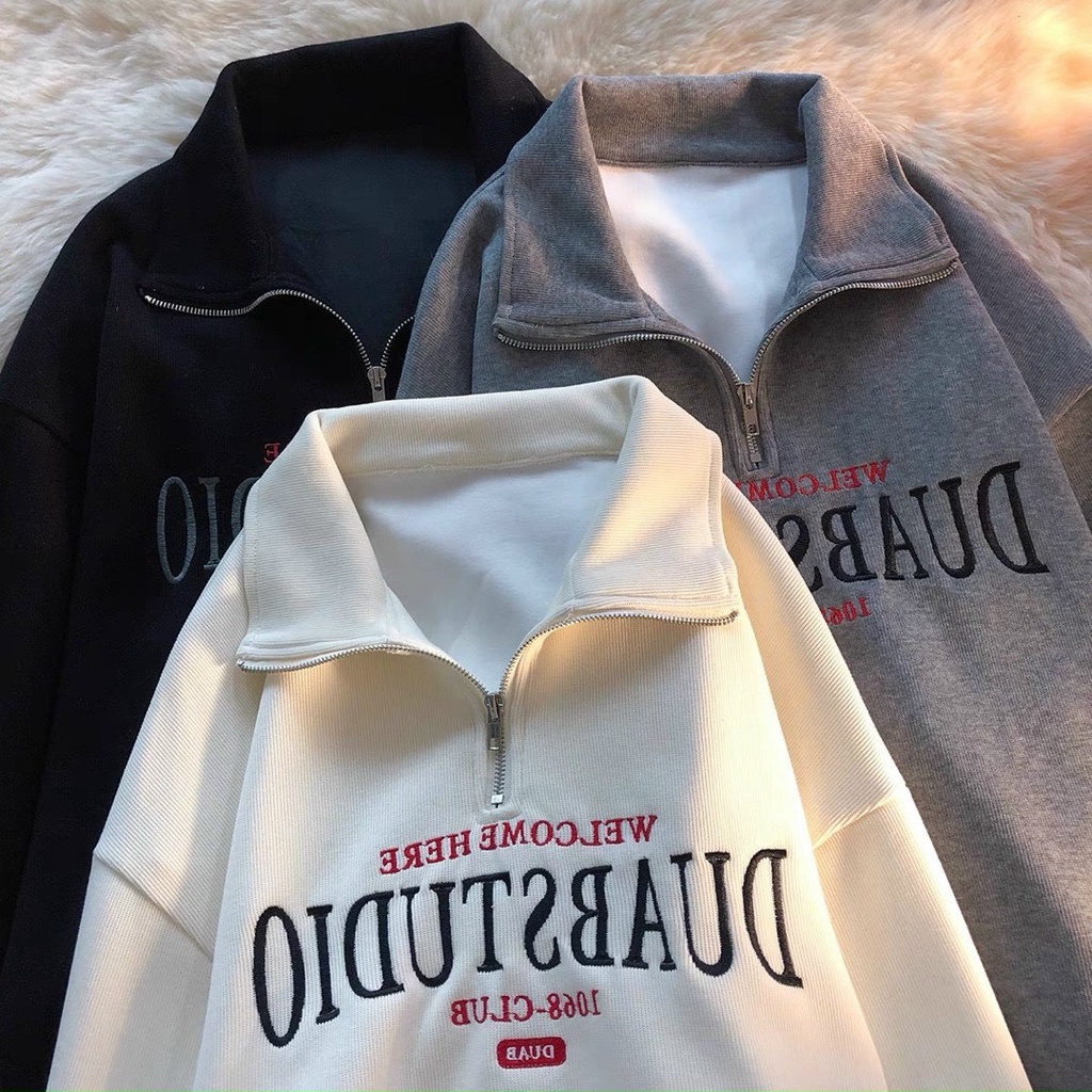 Áo Sweater Polo Nỉ DUABSTUDIO Unisex Form Rộng 3 Màu Ulzzang