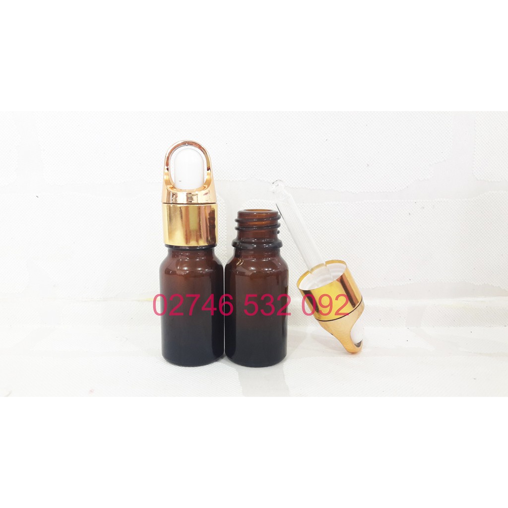 Chai Tinh Dầu 10ml Nắp Quai Bóp Giọt Thủy Tinh Màu Trắng và Màu Nâu_T85