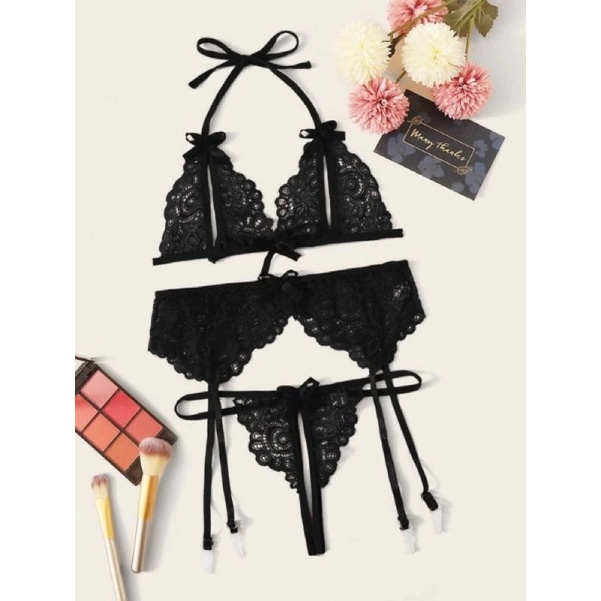 Set áo lót và quần lót ren lọt khe sexy cho bạn gái mã S10 đồ ngủ gợi cảm cho người yêu
