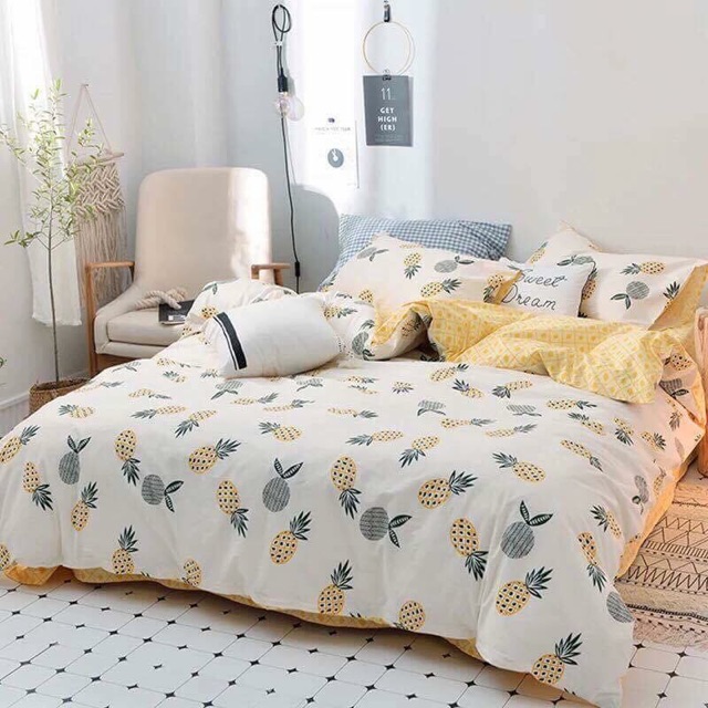 FREESHIP 99K TOÀN QUỐC_POLY COTTON NHẬP KHẨU - Set dứa siêu cute. Bo chun mọi kích thước.