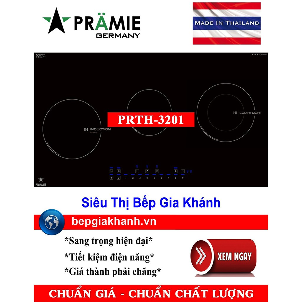 Bếp điện từ 3 vùng nấu Pramie PRTH-3201 nhập khẩu Thái Lan