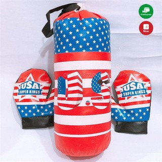 Bộ đánh bốc, boxing gồm 1 bao cao 35cm và 2 găng tay cao cấp, rèn thể lực cho bé