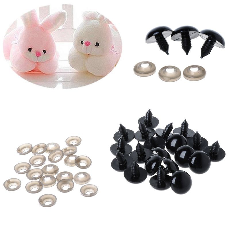 20pcs 6-20mm Black Plastic Safety Eyes For Teddy Bear/Dolls/Toy Animal/Felting