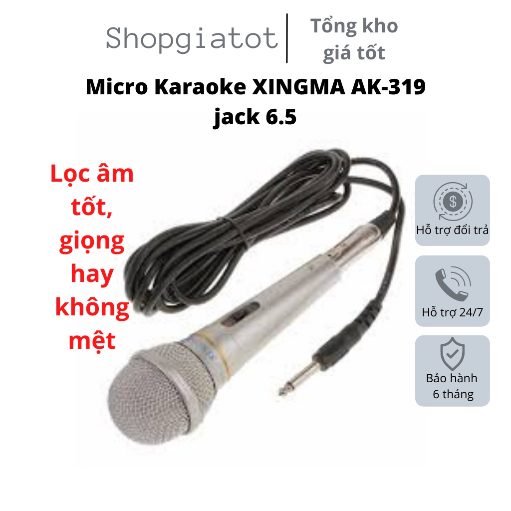 Mirco có dây chống hú XINGMA AK-319 cao cấp, âm thanh hay hút giọng không mệt cắm điện thoại đầu hát tiện