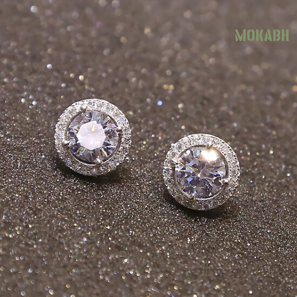 Bông Tai Mạ Bạc Dát Đá Zircon Thời Trang