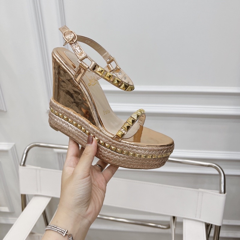 Sandal đế xuồng siêu cao viền tán đinh lou•bou•tin fullbox
