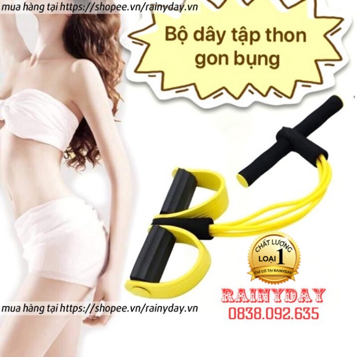 Dây kéo tập cơ bụng lưng tummy đa năng 4 ống đàn hồi hỗ trợ gym gập tại nhà giúp cho dáng chuẩn vòng eo thon