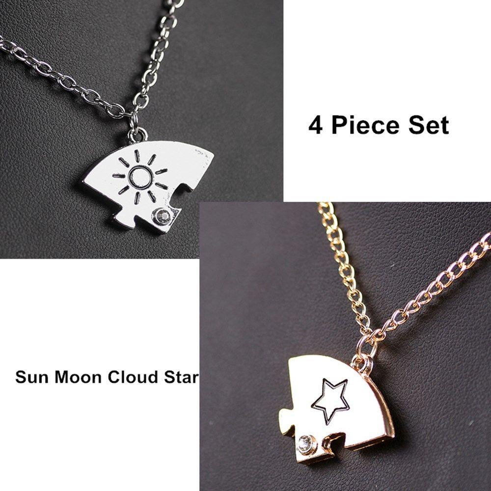 Set 1 Dây Chuyền Tình Bạn Dát Đá Cho Nam Và Nữ|Trang Sức Vòng Cổ Hình Mặt Trời Đám Mây Mặt Trăng Ngôi Sao Đám Mây