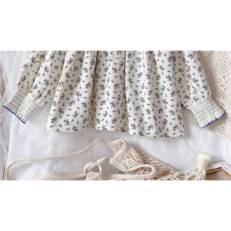 Áo sơ mi dài tay cho bé gái Áo sơ mi hoa nhí mùa thu và mùa đông cho bé gái