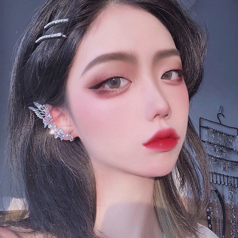 Khuyên Kẹp Vành Tai Hình Cánh Bướm Đính Đá Zircon Phong Cách Mori Cổ Tích Siêu Thơ Mộng