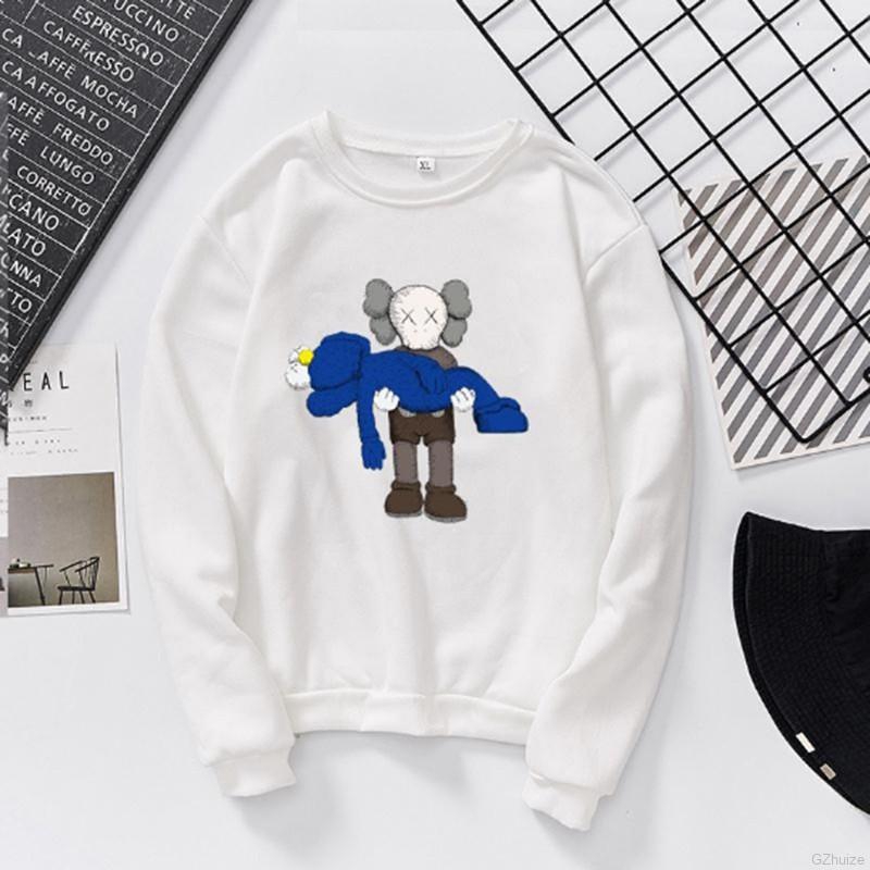Áo Sweater cổ tròn in hình Kaws Sesame Street thời trang thu đông cho các cặp đôi