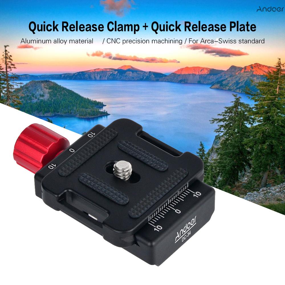Đế Gắn Máy Ảnh Tháo Lắp Nhanh Andoer Dc-34 Ốc Vít 1 / 4 "Cho Arca-Swisss As Standard Qr
