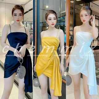 Đầm body 2 dây nhún eo tà xếp bèo ChemMix thiết kế siêu xinh cho nàng dự tiệc, dạ hội