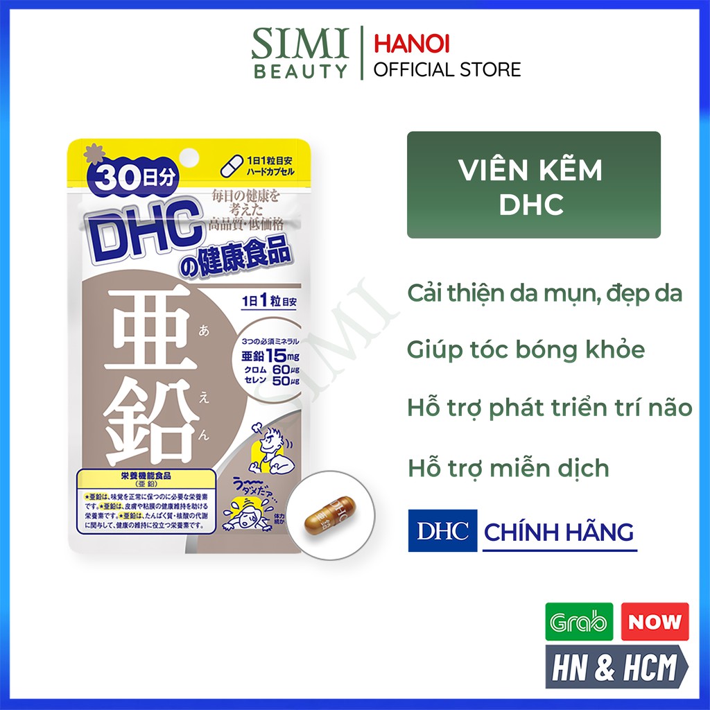 Viên kẽm DHC Nhật Bản đẹp da giảm mụn dưỡng tóc bổ não xương khớp DHC kẽm SIMI