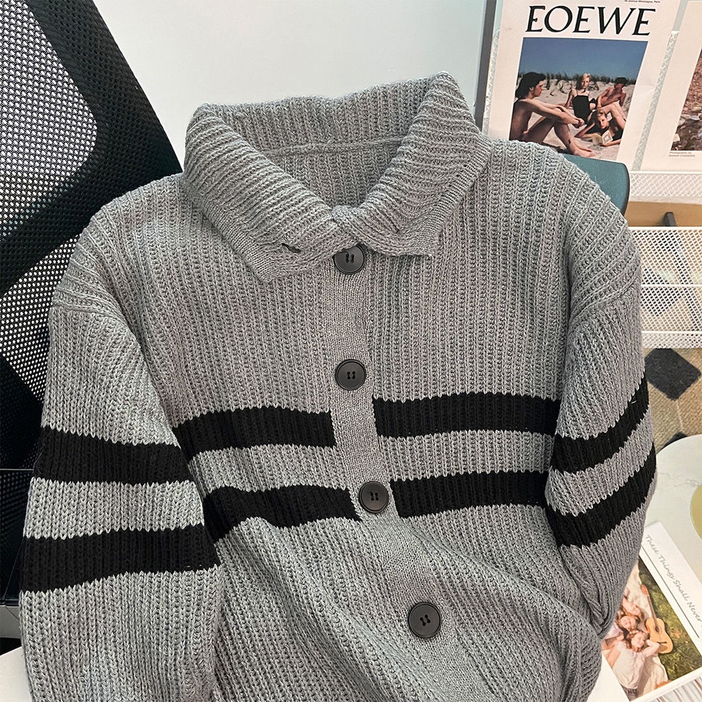 Áo Khoác Cardigan Cổ Lọ Hoạ Tiết Kẻ Sọc Thời Trang Thu Đông Cho Phái Nữ