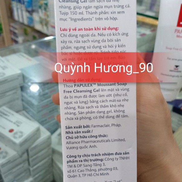 Gel rửa mặt PAPULEX Moussant 150ml không chứa xà phòng