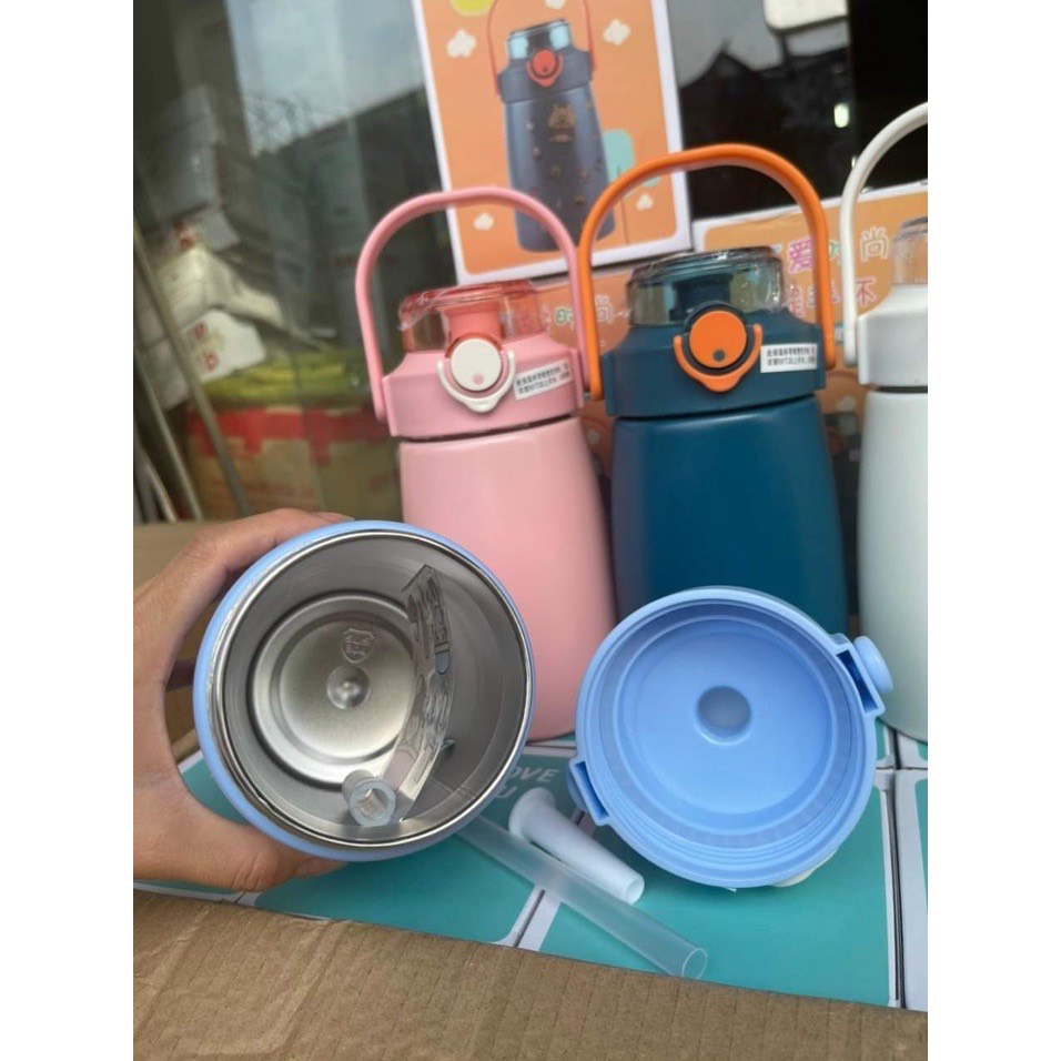 Bình Giữ Nhiệt  800ml Có Ống Hút Lõi Inox 304 Giữ Nhiệt Tặng Sticker Trang Trí Siêu Dễ Thương -An Nhiên.739