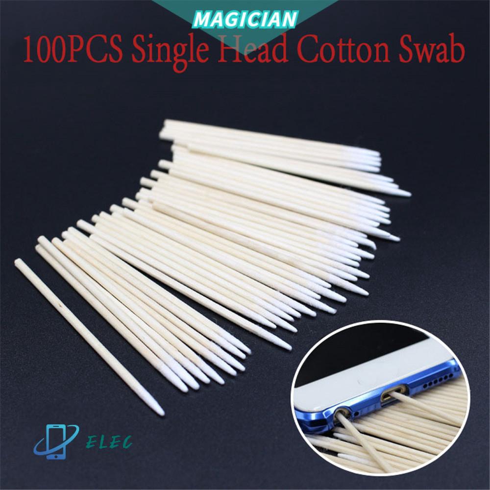 Set 100 tăm bông dùng một lần làm sạch cổng sạc/ tai nghe/ camera/ loa cho điện thoại